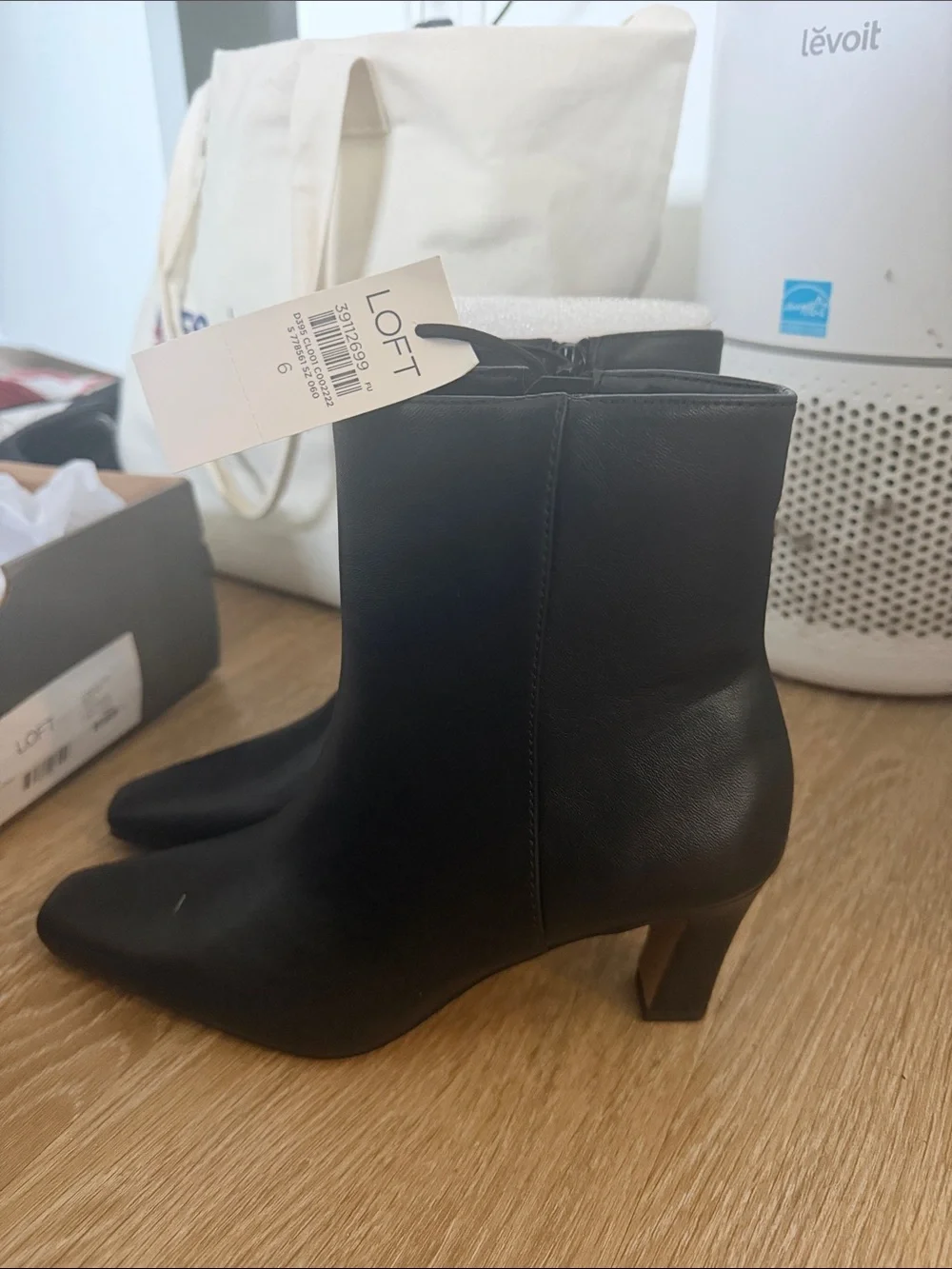 LOFT Black Leather Ankle Boots NWT